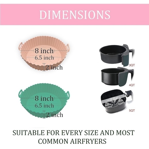 Brand New 2-Pack Air Fryer Non-Stick Silicone Liners Easy Clean Reusable - Picture 8 of 12